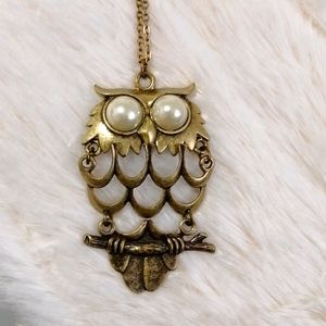 Owl pendant on long chain